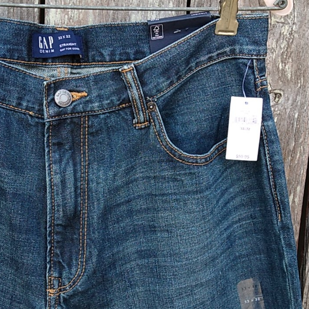 Gap Denim Men's Jeans 33x32 Straight-leg NWT - Picture 7 of 15